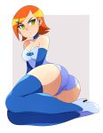 1girl 1girl 1girl abysswatchers alternate_hairstyle ass ben_10 big_ass big_ass breasts choker dat_ass earrings green_eyes gwen_tennyson high_heels leotard orange_hair short_hair stockings thick_thighs thighs tight_clothing wide_hips