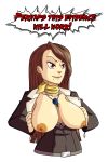 ace_attorney ayasato_chihiro big_breasts breasts mia_fey mtc-studios nipples solo