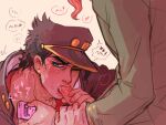 2boys fellatio hat jojo's_bizarre_adventure jotaro_kujo male male_only noriaki_kakyoin oral oral_sex pink_hair stardust_crusaders yaoi yaoi