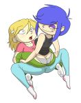  2_girls 2girls all_grown_up angelica_pickles blue_hair butt_crack crossover dirty_socks ed,_edd,_&#039;n&#039;_eddy edit female/female female_only fluffy_(artist) freckles hair hair_over_one_eye kanker_sisters marie_kanker multiple_girls panties rugrats socks surprised thong yuri 