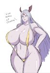 bikini extra_eyes gigantic_ass gigantic_breasts hand_on_hip horns kaguya_ootsutsuki milf momiji_(artist) naruto_shippuden purple_eyes purple_hair red_eyes sexy sexy_ass sexy_body sexy_breasts very_long_hair white_skin