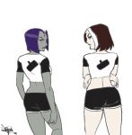  2girls crossover dc dc_comics diepod drgnpnch female female_only gif hiivolt marvel marvel_comics multiple_girls raven_(dc) rogue teen_titans x-men x-men_evolution 