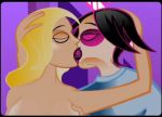 2girls blonde_hair breast_grab closed_eyes college female female_only french_kiss gif goth kissing omega sigma sigma_vs_omega yuri