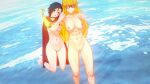 1girl 2_girls casual eyewear human muffin_fox9 nude outerwear pale_skin ruby_rose rwby yang_xiao_long