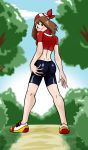 ass big_ass blue_eyes breasts brown_hair bugaboo haruka_(pokemon) looking_back may pokemon pokemon_rse