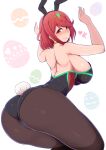 1girl big_ass big_breasts bunny_ears bunny_girl bunnysuit clothed clothed_female easter_egg female_focus female_only high_res looking_at_viewer looking_back nintendo pantyhose ponpo pyra_(xenoblade) red_eyes red_hair short_hair smile solo_female solo_focus thick_thighs video_game_character video_game_franchise xenoblade_(series) xenoblade_chronicles_2