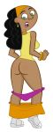 ass black_hair breasts danny_phantom dark_skin earrings embarrassing freeman2 green_eyes hairband jewelry lipstick long_hair looking_back looking_down panties solo transparent_background underwear valerie_gray wardrobe_malfunction