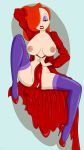 bacon_(artist) between_breasts disney green_eyes hair_over_one_eye jessica_rabbit large_breasts red_dress who_framed_roger_rabbit