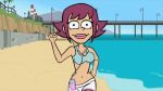 beach bouncing_breasts breasts cleavage gif good_vibes ipod jeena_wadska running shorts smile tank_top