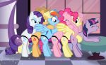 6girls animated animated_gif applejack female_only fluttershy friendship_is_magic gif jepso my_little_pony pinkie_pie rainbow_dash rarity tail twilight_sparkle yuri