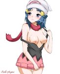  1girl big_breasts blue_hair blush breasts dawn ecchi_senpai ecchisenpai hair hikari_(pokemon) nipples no_bra pokemon 