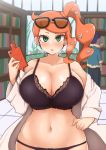 1_girl 1girl aqua_eyes bra breasts creatures_(company) female female_human game_freak huge_breasts human humans_of_pokemon indoors looking_at_viewer mostly_nude nintendo orange_hair panties peach_hair pokemon pokemon_(anime) pokemon_(game) pokemon_ss pokemon_sword_&_shield sonia_(pokemon) standing sweat yamaori