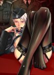 1boy cute feet girly hentai purple_eyes stocking trap white_hair yaoi