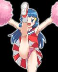 1girl bare_arms black_background blue_eyes blue_hair cheerleader cheerleader_outfit cheerleader_uniform clothed creatures_(company) dawn_(pokemon) female female_human female_only flashing game_freak hat hikari_(pokemon) human human_only humans_of_pokemon looking_at_viewer nintendo panties pantyshot pink_panties pokemon pokemon_(anime) pokemon_(game) pokemon_black_and_white pokemon_bw pokemon_dppt pom_poms raised_leg skirt skirt_lift sleeveless solo standing