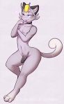 1girl 2016 alolan_meowth alolan_pokemon anthro anthrofied eyelashes fangs furry girly half-closed_eyes high_res humanoid_penis long_eyelashes looking_at_viewer male meowth nintendo nipples nude penis pokemon pokemon_sm red_eyes regional_variant ryunwoofie simple_background tail thick_bottom_lip uncut video_games web_address web_address_with_path wide_hips