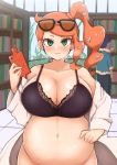 1_girl 1girl bra breasts female female_human huge_breasts human indoors looking_at_viewer mostly_nude nintendo orange_hair pokemon pokemon_ss pregnant pregnant_belly pregnant_female rotom_pokedex sonia_(pokemon) standing sweat tagme yamaori