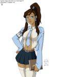 2013 avatar:_the_last_airbender big_breasts breasts callmepo color colored dark-skinned_female dark_skin female_only korra pinupsushi school_uniform schoolgirl solo_female stardragon77 the_legend_of_korra