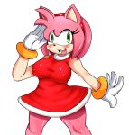 amy_rose big_breasts blush breasts erect_nipples green_eyes large_breasts mato_spectoru matospectoru plain_background sega solo sonic sonic_the_hedgehog white_background