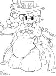  belly chubby_female kdubs monochrome peacock_(skullgirls) pudgy_belly skullgirls topless_(female) 