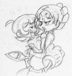 artist_request breast_to_breast eliza_(skullgirls) monochrome nude_female peacock_(skullgirls) skullgirls symmetrical_docking yuri