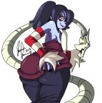 2013 ass big_ass butt_grab female hair leviathan_(skullgirls) looking_at_viewer looking_back radlionheart red_eyes sienna_contiello skullgirls smile squigly_(skullgirls) stitched_mouth video_games zombie_girl