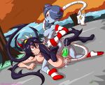  anal_penetration big_breasts blue_skin dahs filia_(skullgirls) hair_over_one_eye leviathan_(skullgirls) samson_(skullgirls) skullgirls squigly_(skullgirls) stitched_mouth striped_legwear tentacle_sex yuri zombie_girl 