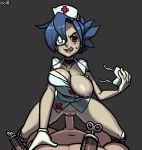 1girl eyepatch huge_breasts looking_at_viewer noill nurse_cap nurse_uniform pov skullgirls surgical_mask vaginal valentine_(skullgirls)