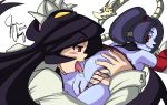  2girls anilingus ass bent_over black_hair blue_hair blue_skin blush detached_collar detached_sleeves extra_mouth filia_(skullgirls) futakuchi-onna hair_over_one_eye leviathan_(skullgirls) lips long_hair multiple_girls panties panties_aside pussy radlionheart red_eyes samson_(skullgirls) school_uniform side_ponytail sienna_contiello signature skullgirls smile source_request squigly_(skullgirls) stitched_mouth striped striped_legwear striped_panties striped_sleeves tongue tongue_out uncensored underwear yellow_eyes yuri zombie zombie_girl 