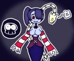 artist_request blue_skin leviathan_(skullgirls) sienna_contiello skullgirls squigly_(skullgirls) stitched_mouth striped_sleeves zombie_girl