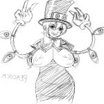  huge_breasts monochrome peacock_(skullgirls) skullgirls sub_tank 