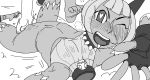 artist_request cat_ears cat_girl dark-skinned_female fingering_pussy lab_zero_games monochrome ms._fortune_(skullgirls) nadia_fortune nekomimi scars severed_limb skullgirls