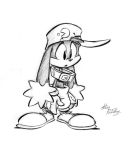 collar eltonpot klonoa klonoa_(series) male monochrome solo