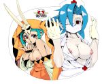  2girls artist_request big_breasts breasts breasts_out_of_clothes cassandra_veranos cerebella_(skullgirls) cleavage duo eyepatch female_only lab_zero_games large_breasts multiple_girls nipples nurse nurse_cap nurse_uniform skullgirls surgical_mask topless topless_female valentine_(skullgirls) vice-versa_(skullgirls) 