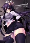  1girl belly black_hair black_legwear breasts character_name english erect_nipples extra_mouth filia_(skullgirls) formal fukai_ryosuke fukai_ryousuke futakuchi-onna hair hand_on_hip highres impossible_clothes impossible_clothing impossible_shirt lab_zero_games legs long_hair midriff navel necktie panties pantyshot prehensile_hair red_eyes saliva samson_(skullgirls) shirt skullgirls solo teeth thighhighs thighs tie underwear upskirt 