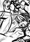  2girls big_breasts cerebella_(skullgirls) chink feng_(skullgirls) monochrome skullgirls 