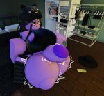  1futa black_bra black_hair futanari huge_balls huge_breasts huge_penis purple_skin roblox tagme testicle_pregnancy 