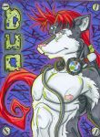 duo_(artist) duo_(character) furry headphones male skunk solo