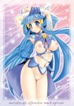  1girl aoki_reika bad_id blue_eyes blue_hair blush bottomless breasts choker cure_beauty itachou long_hair looking_at_viewer magical_girl navel nipples precure smile_precure! solo 