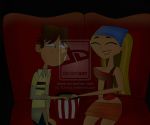 bandanna blonde_hair blue_eyes breasts cartoon_network closed_eyes cody_(tdi) cowboy_boots eyebrows female hourglass_figure huge_breasts kerchief light-skinned_female lindsay_(tdi) long_blonde_hair long_hair male striped_hair tdabby_(artist) thick_ass thick_legs thick_thighs total_drama_island two_tone_hair wasp_waist