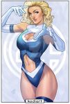  1girl arm_gloves armwear big_breasts bikini blonde_hair blue_eyes boob_window breasts clothed clothed_female comic_book_character fantastic_four female_focus female_only grin invisible_woman kodiart96 long_hair marvel marvel_comics mature mature_female midriff midriff_peek seductive seductive_eyes seductive_look solo_female solo_focus stockings sue_storm superheroine swimsuit swimwear thighhigh_stockings wavy_hair 