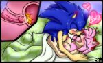 1boy 1girl 2020 amy_rose anixatoon anthro bed bed_sheet bedding blue_body blue_fur blush bodily_fluids breasts cervix closed_eyes commission dialogue duo erection eulipotyphlan female_penetrated fur furniture genitals green_eyes happy happy_sex heart hedgehog high_res lying male male/female male_penetrating male_penetrating_female mammal missionary missionary_position motion_lines nipples nude on_back open_mouth penetration penis phoenixsalover pink_body pink_fur romantic_ambiance sega sex sonamy sonic sonic_the_hedgehog sonic_the_hedgehog_(series) spread_legs straight sweat text thrusting uterus vaginal vaginal_penetration video_games watermark x-ray