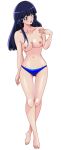 1girl aoki_reika bikini blue_eyes blue_hair blue_panties breasts long_hair nipples panties precure solo topless