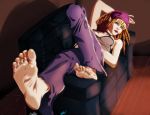 bandanna barefoot couch dreadlocks feet green_eyes hairlocs piercing pov_feet saints_row saints_row_2 scamwich shaundi soles toes