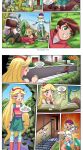  1boy 2_girls bbmbbf blonde_hair blue_eyes brown_hair comic green_eyes jackie_lynn_thomas latin_lover_(comic) marco_diaz palcomix palcomix*vip skateboard star_butterfly star_vs_the_forces_of_evil 