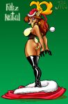 christmas furry jilo rena rena_(jilo) sideboob solo thigh_high_boots