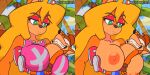 1boy 1girl anthro areola between_breasts big_breasts blonde_hair bouncing_breasts breasts cleavage crash_(series) crash_bandicoot crash_bandicoot_(series) funny gif green_eyes huge_breasts jiggle jiggling larger_female long_hair looking_pleasured male/female naughty_dog nipples patreon smaller_male tawna_bandicoot topless twistedgrim voluptuous