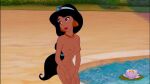 aladdin_(series) alluring athletic_female disney edit female_abs fit_female fountain nude princess_jasmine sitting_by_fountain