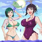 big_breasts bikini bleach breasts greengiant2012 hinamori_momo kujo_nozomi momo_hinamori nozomi_kujo one-piece_swimsuit swimsuit