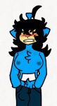  black_eyes black_hair blue_breasts blue_ears blue_fur blush breasts breasts desperate dickgirl fur futanari jeans pants penis slendytubbies slendytubbies_oc teletubbies yumy 