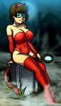  big_breasts cleavage costume devil_costume gravestone graveyard hanna-barbera huge_breasts magnifying_glass scooby-doo tombstone velma_dinkley 